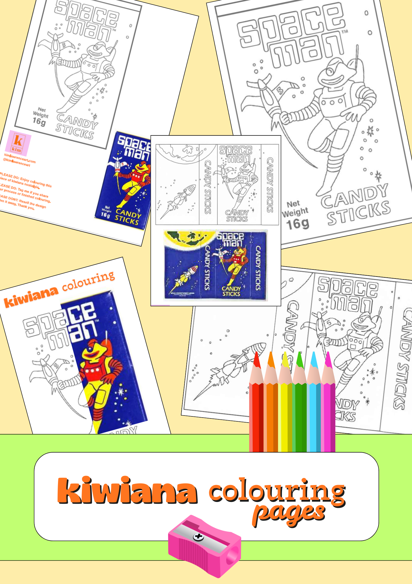 Space Man Candy Sticks colouring pages