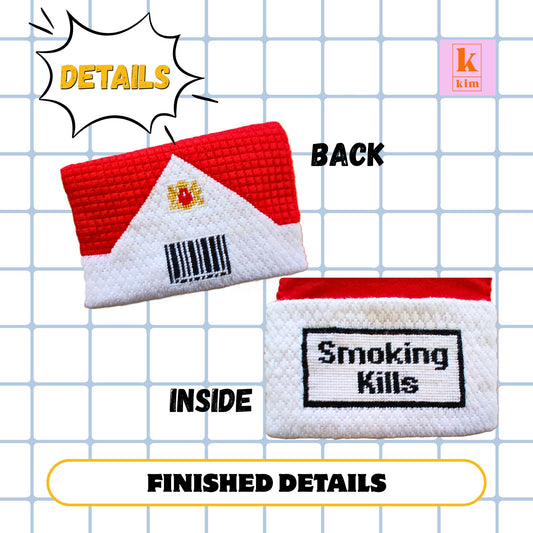 Cigarette packet clutch purse hand painted needlepoint canvas