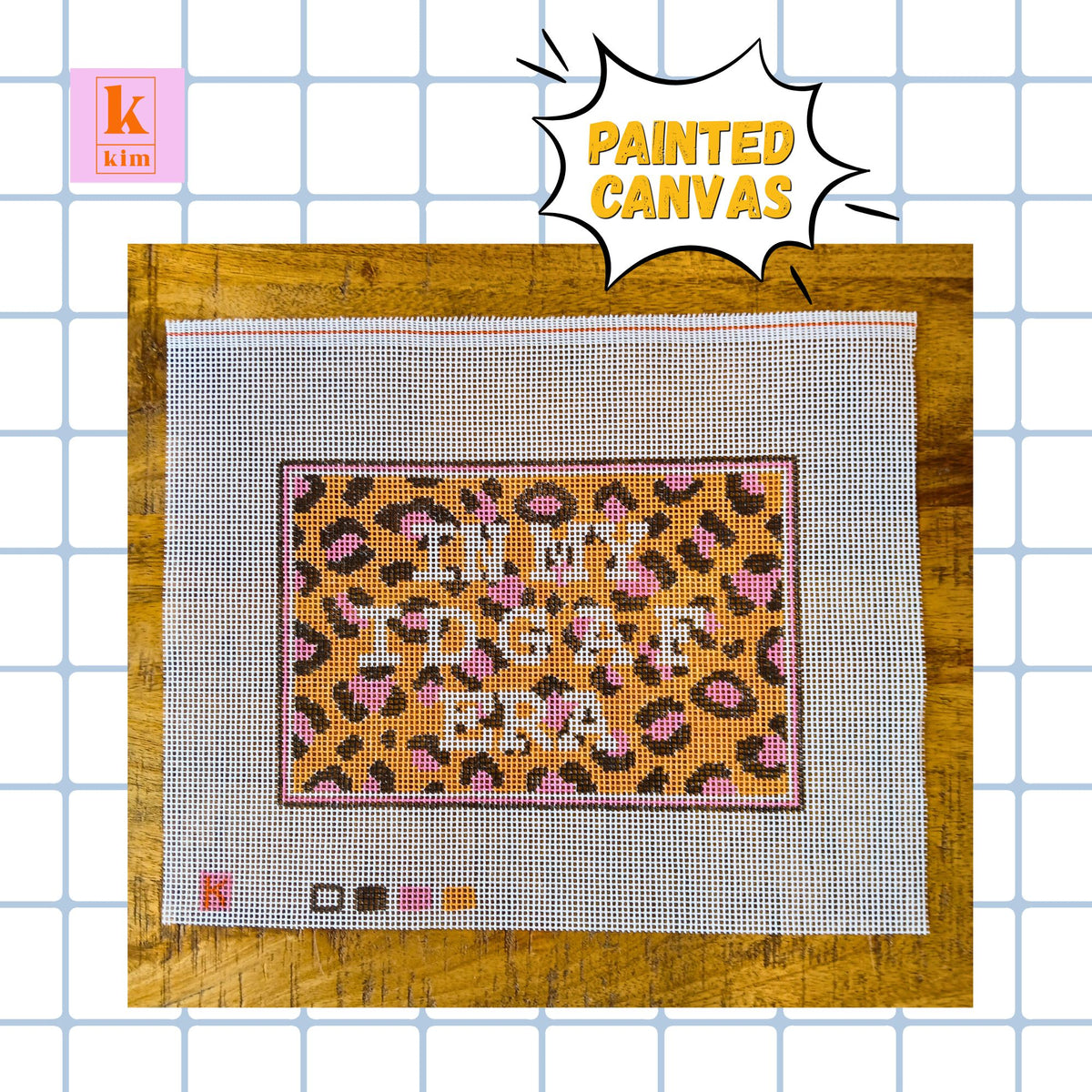 Leopard print needlepoint canvas. In My I D G A F Era.