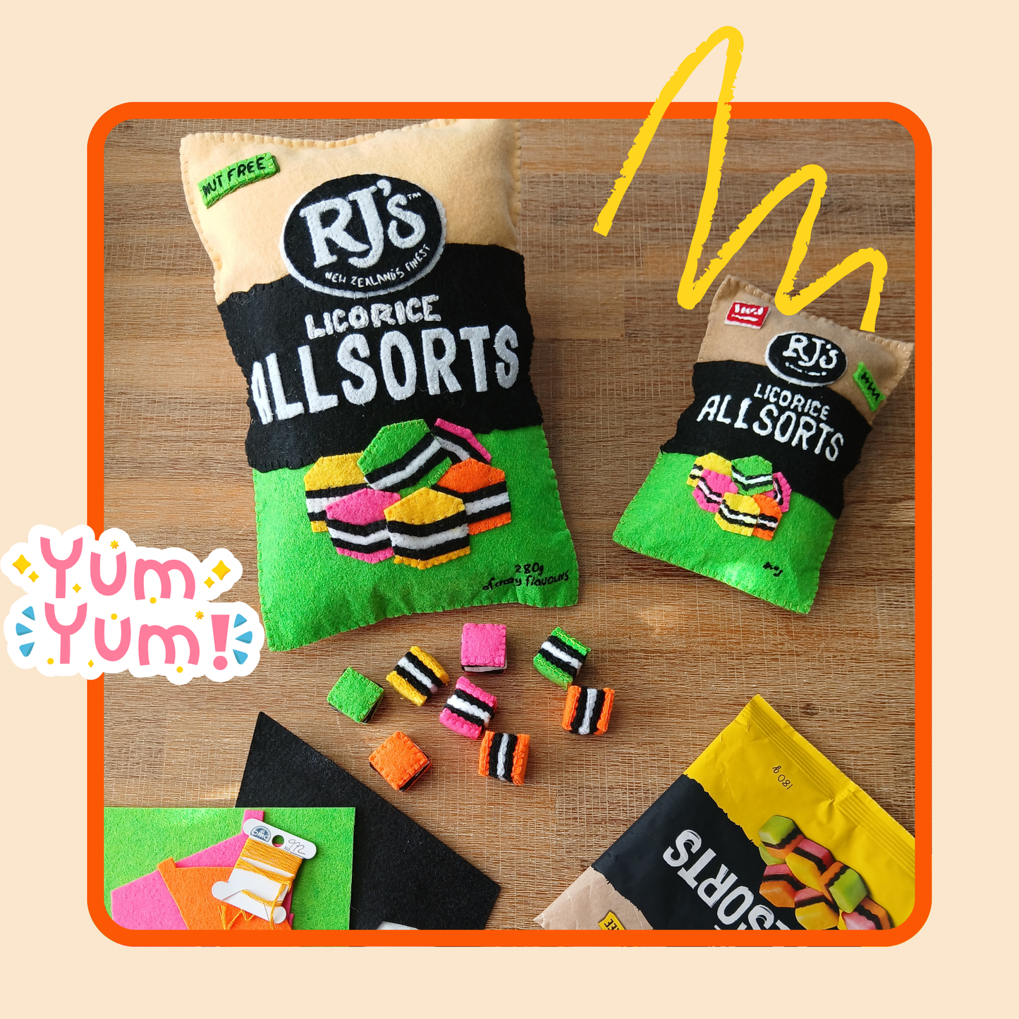 Felt RJs Licorice Allsorts Bag (large)