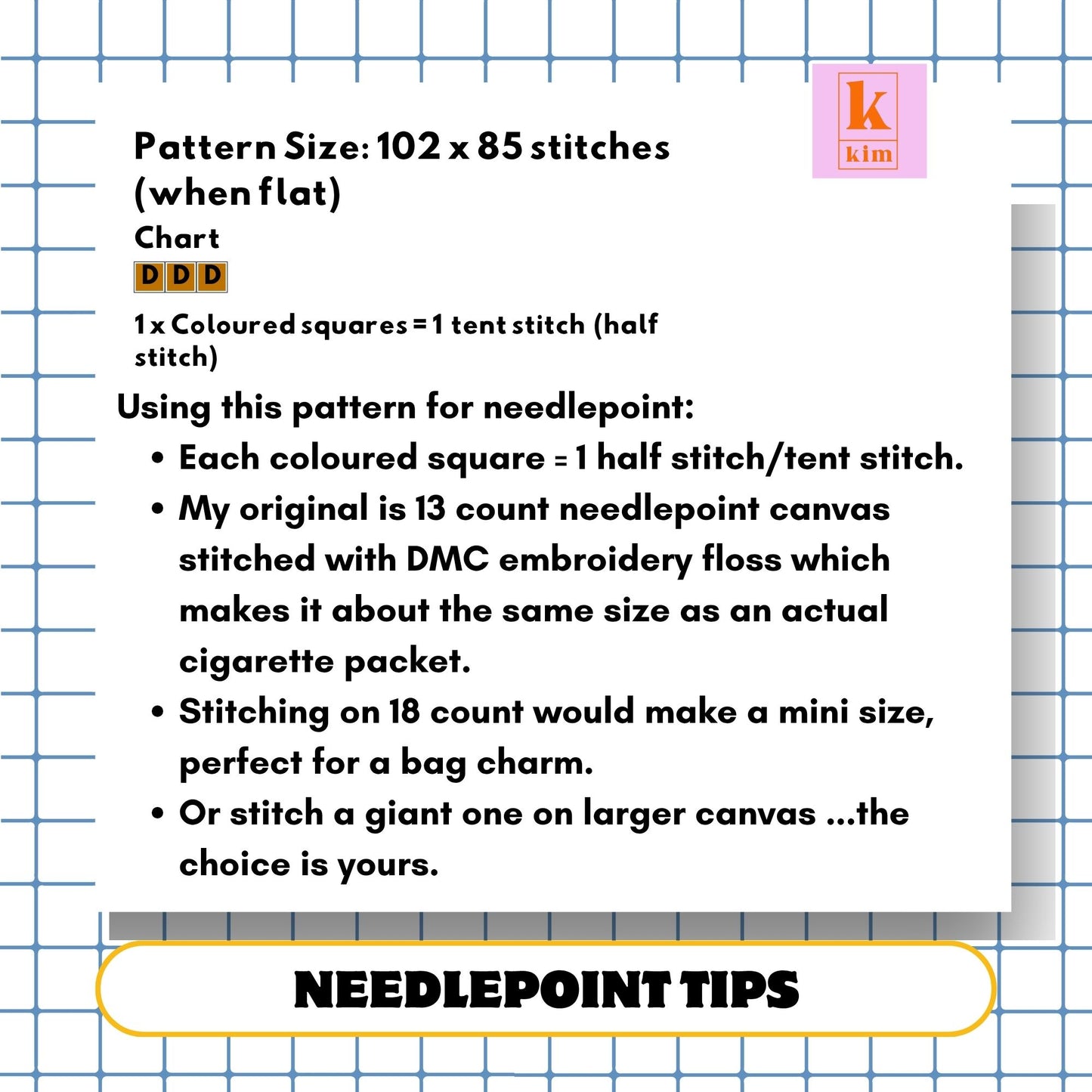 Marlboro cigarettes packet. 3D needlepoint and cross stitch digital pdf pattern. Perfect for a bag charm.