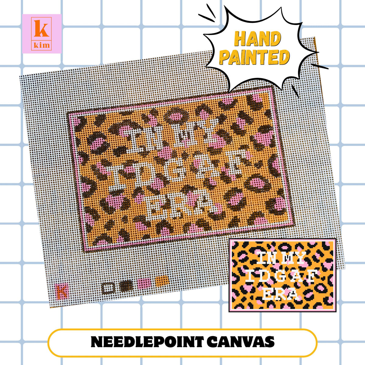 Leopard print needlepoint canvas. In My I D G A F Era.
