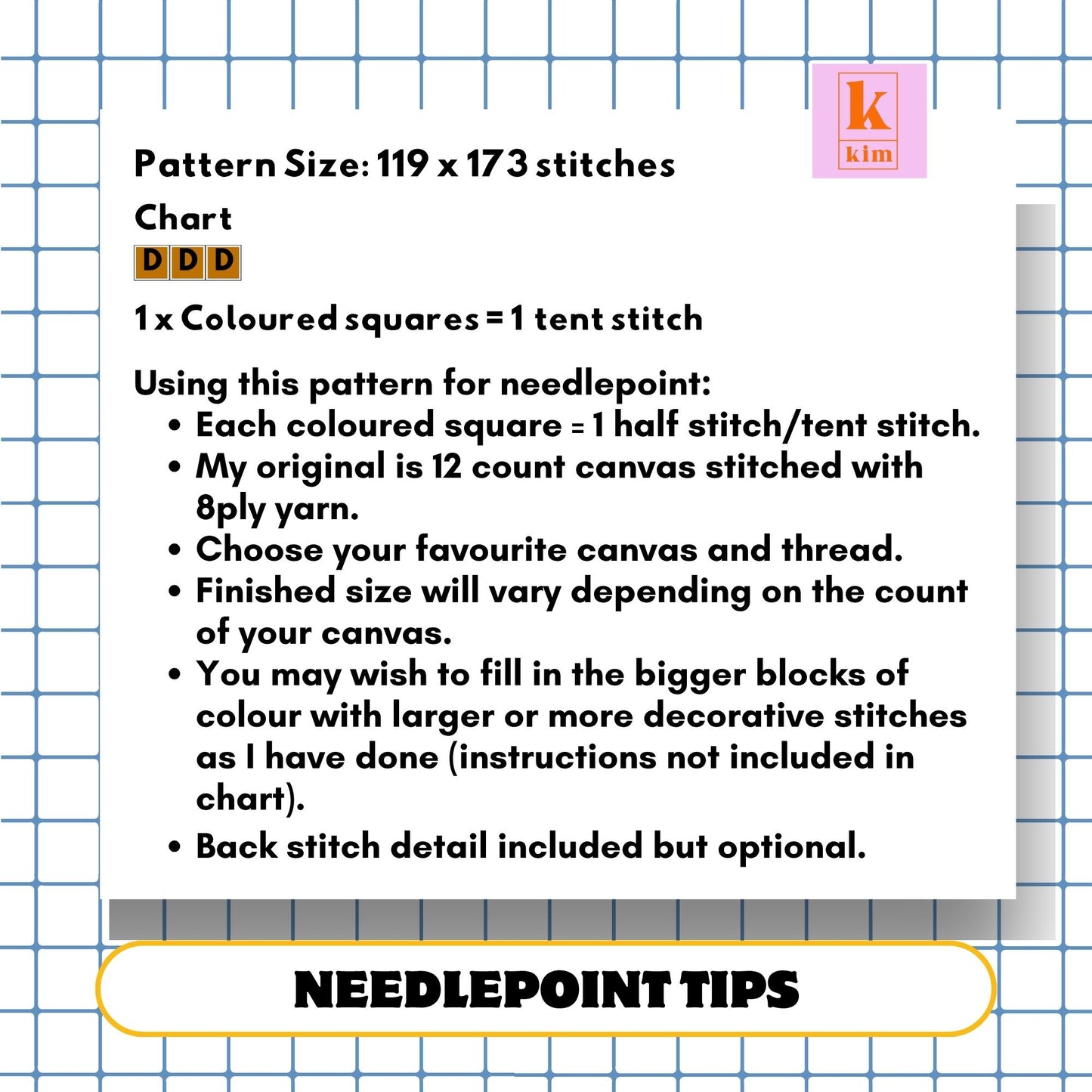 Margaret is in perimenopause needlepoint and cross stitch digital pdf pattern.