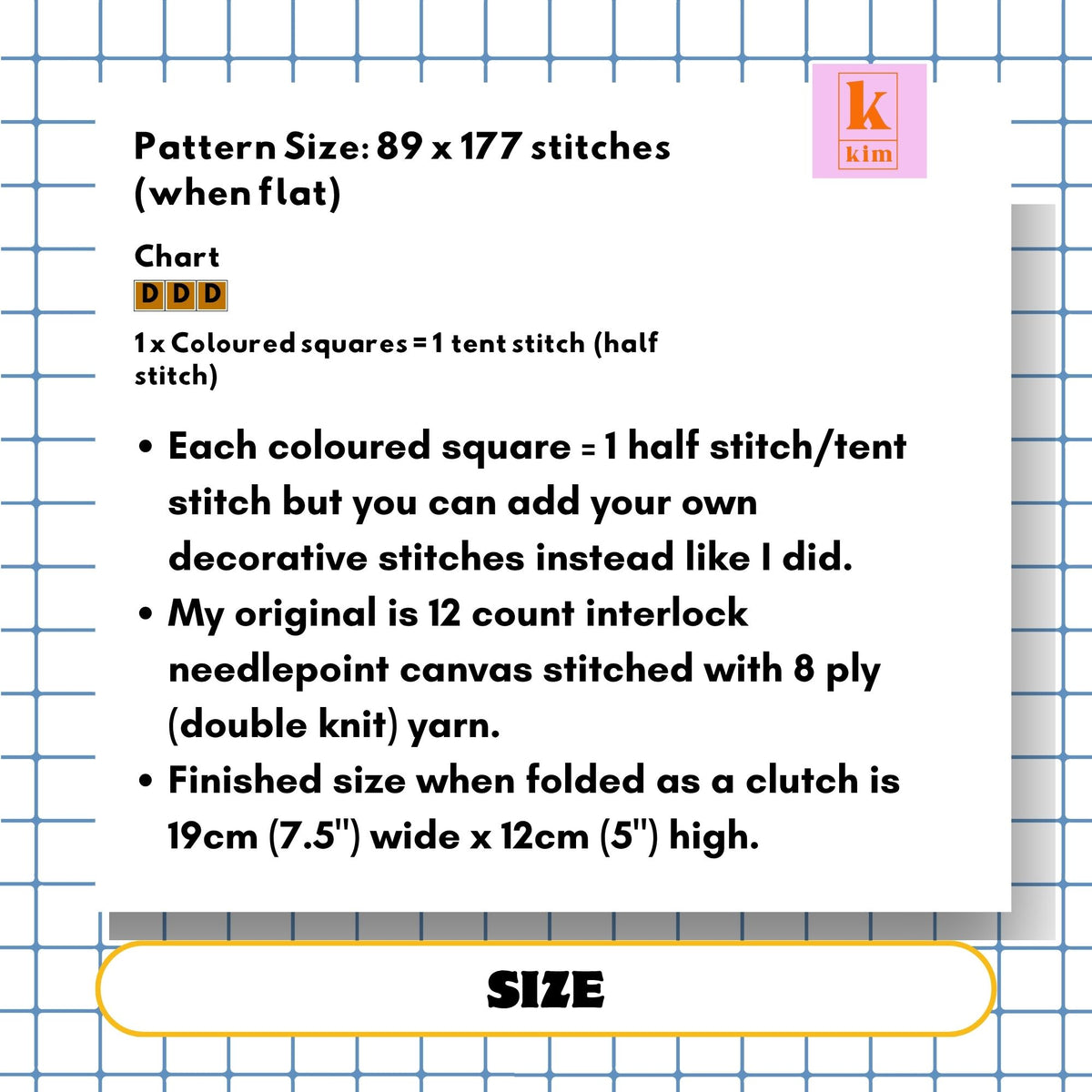 Cigarette packet clutch needlepoint pattern.